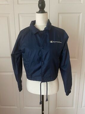 Champion Navy Blue Cropped Coach Jacket